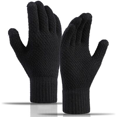 WinterTouch liukastumisen estävät neulotut lämpimät käsineet miehille - Musta WinterTouch liukastumisen estävät neulotut lämpimät käsineet miehille - Musta