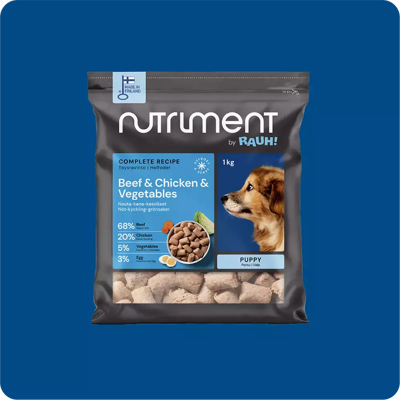 RAUH! Nutriment Beef & Chicken & Vegetables Puppies Nauta & Kana & Kasvikset Pennuille raakaruoka RAUH! Nutriment Beef & Chicken & Vegetables Puppies Nauta & Kana & Kasvikset Pennuille raakaruoka