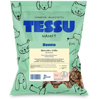 Lemmikkiruuat Tessu Oy TESSU Broilerinsydän kuivattu herkku 170g Lemmikkiruuat Tessu Oy TESSU Broilerinsydän kuivattu herkku 170g