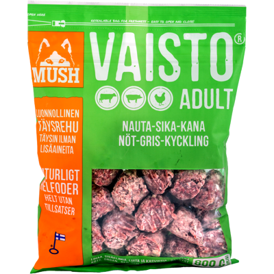 MUSH Vaisto Adult Vihreä Nauta-Sika-Kana koiran täysravinto MUSH Vaisto Adult Vihreä Nauta-Sika-Kana koiran täysravinto
