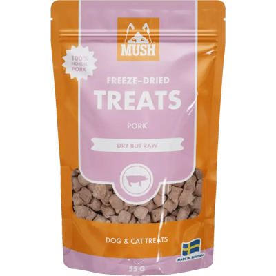 MUSH Treats Pakastettu sianliha koirille ja kissoille - 55 g MUSH Treats Pakastettu sianliha koirille ja kissoille - 55 g