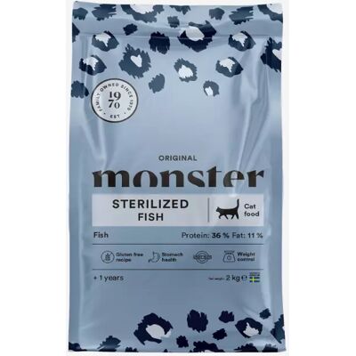 Monster Cat Original Sterilized Fish leikatulle kissalle kissankuivaruoka Monster Cat Original Sterilized Fish leikatulle kissalle kissankuivaruoka