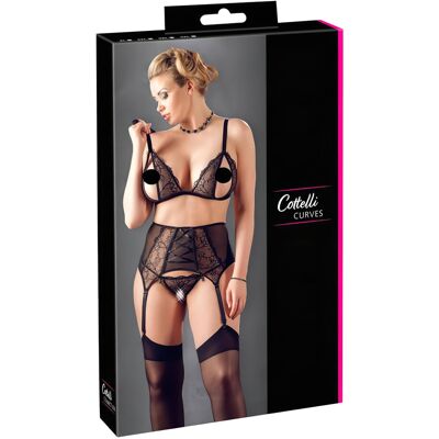 Cottelli Plus Size - alusasusetti pitsi - musta - XXXL Cottelli Plus Size - alusasusetti pitsi - musta - XXXL