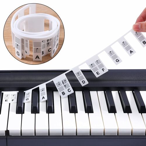 INF Irrotettavat pianon ja kosketinsoittimen etiketit 61 kosketinta Valkoinen