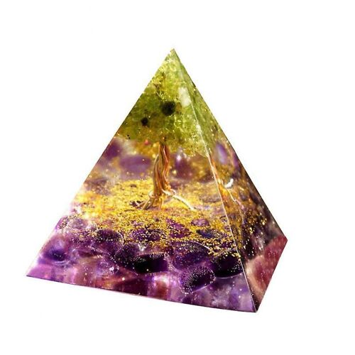 SPOKOJENOST Tree of Life Peridot Pyramid Healing Crystal Shield -meditaatiojooga, 1 pakkaus, violetti
