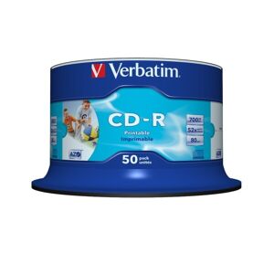 Verbatim CD-R AZO Wide Inkjet Printable no ID, 52x, CD-R, 120 mm, 700 MB, Kakkulaatikko, 50 kpl
