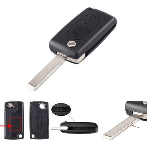 CherrysC Flip key kotelon kuori 2 nappia CE0523 HU83 terä for PEUGEOT