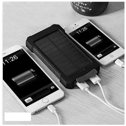 Power Bank Solar Charger Powerbank aurinkokennoilla - 20 000 mAh - Black