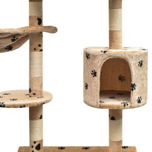 vidaXL Kissan raapimispuu sisal-pylväillä 125 cm tassunjäljet Beige
