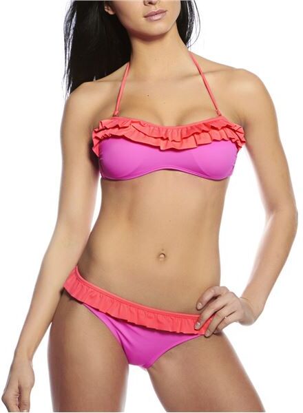 Tommy Hilfiger Ruffle Bandeau Flour Fuchsia - Fuchsia * Kampanja *  - Color: Verenpisaran värinen Tommy Hilfiger Ruffle Bandeau Flour Fuchsia - Fuchsia * Kampanja *  - Color: Verenpisaran värinen