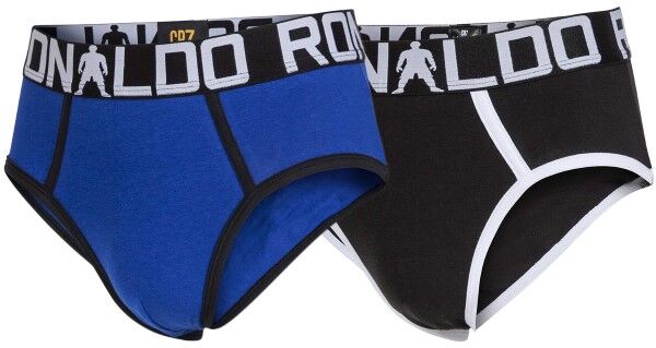 CR7 Cristiano Ronaldo 2 pakkaus Boys Line Briefs - Black/Blue  - Size: 8400-6600 - Color: musta/sin CR7 Cristiano Ronaldo 2 pakkaus Boys Line Briefs - Black/Blue  - Size: 8400-6600 - Color: musta/sin
