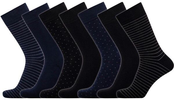 JBS 7 pakkaus Bamboo Socks - Black/Blue  - Size: 2000-99 - Color: musta/sin