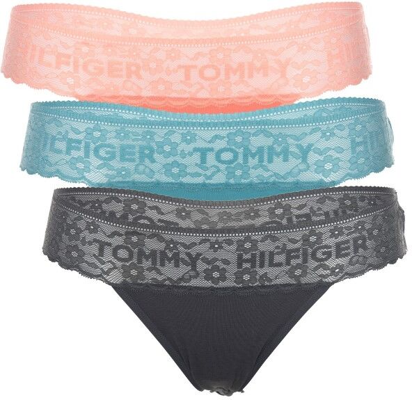 Tommy Hilfiger 3 pakkaus Lace Thong - Grey/Turquoise  - Size: UW0UW020360R3 - Color: hamaa/Turkoosi Tommy Hilfiger 3 pakkaus Lace Thong - Grey/Turquoise  - Size: UW0UW020360R3 - Color: hamaa/Turkoosi