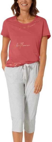 Triumph Lounge Me Cotton Capri PJ Set - Red  - Size: 10207536 - Color: punainen Triumph Lounge Me Cotton Capri PJ Set - Red  - Size: 10207536 - Color: punainen