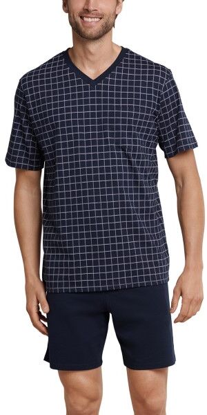 Schiesser Day and Night Short Check Pyjama - Darkblue  - Size: 159617 - Color: tummansin. Schiesser Day and Night Short Check Pyjama - Darkblue  - Size: 159617 - Color: tummansin.