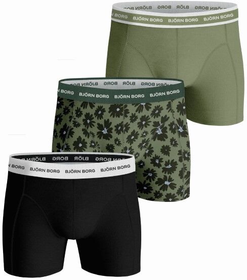Björn Borg 3 pakkaus Essential Shorts 2113 - Black/Green  - Size: 2121-1022 - Color: musta/vihr Björn Borg 3 pakkaus Essential Shorts 2113 - Black/Green  - Size: 2121-1022 - Color: musta/vihr