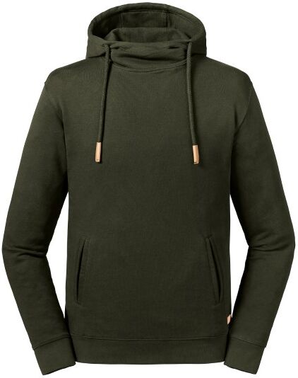 Russell Athletic Pure Organic High Collar Hooded Sweat - Olive  - Size: 209M - Color: oliivi