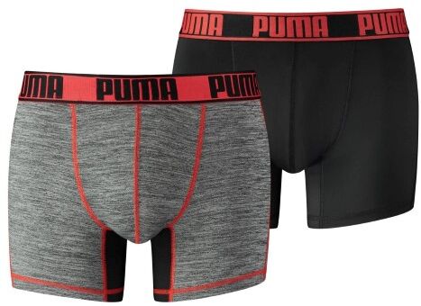 Puma 2 pakkaus Active Grizzly Melange Boxer - Black/Grey  - Size: 671018001 - Color: musta/harm Puma 2 pakkaus Active Grizzly Melange Boxer - Black/Grey  - Size: 671018001 - Color: musta/harm