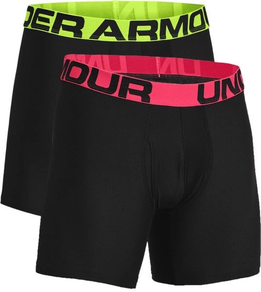 Under Armour 2 pakkaus Tech 6in Boxers - Black/Yellow  - Size: 1363619 - Color: musta/keltaine