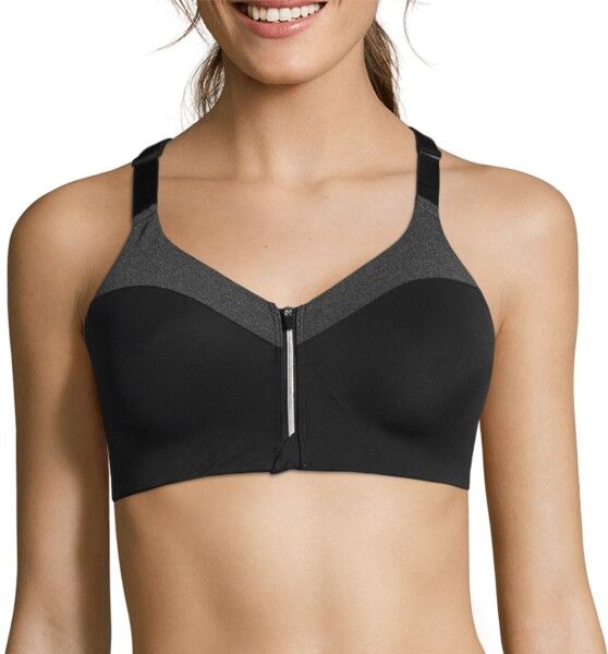 Casall Front Zip Sports Bra - Black  - Size: 19984 - Color: musta