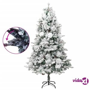 vidaXL Tekojoulukuusi lumihuurre / LED-valot / kävyt 195 cm PVC ja PE