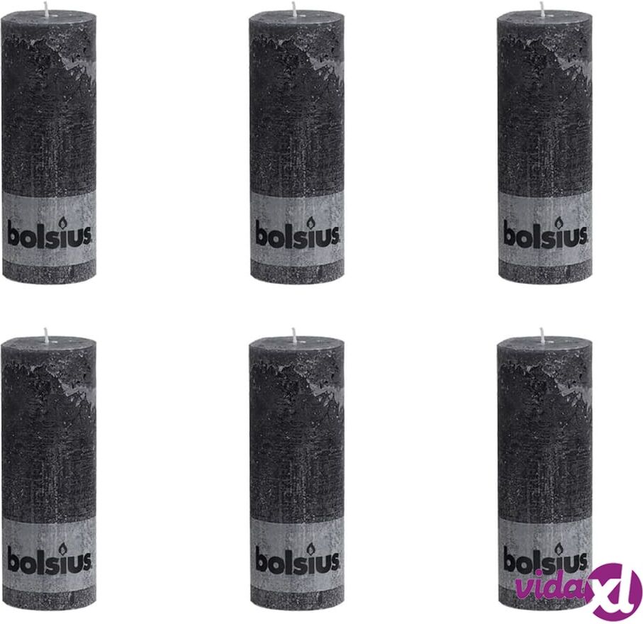 Bolsius Pilarikynttilät 6 kpl rustiikkinen 190x68 mm Tummanharmaa Bolsius Pilarikynttilät 6 kpl rustiikkinen 190x68 mm Tummanharmaa