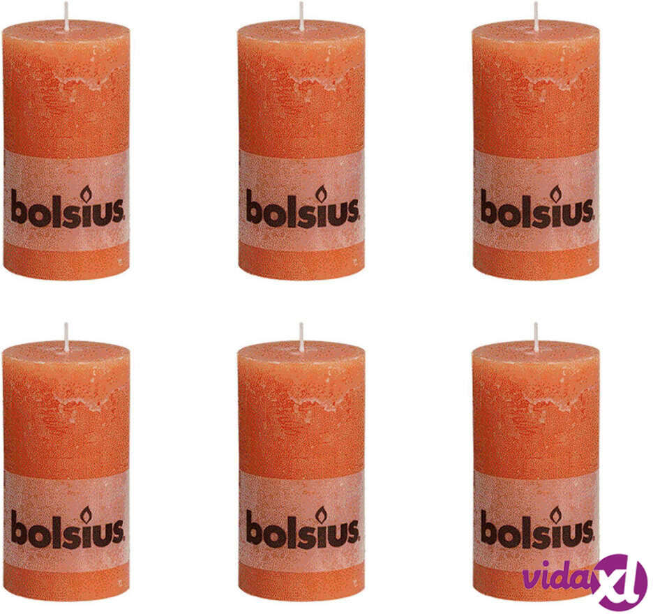 Bolsius Rustiikki Pilarikynttilä 130 x 68 mm Oranssi 6 kpl Bolsius Rustiikki Pilarikynttilä 130 x 68 mm Oranssi 6 kpl