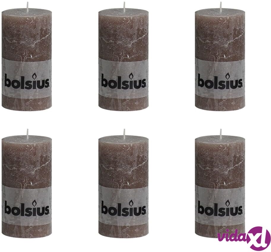 Bolsius Rustiikki Pilarikynttilä 130 x 68 mm Harmaanruskea 6 kpl Bolsius Rustiikki Pilarikynttilä 130 x 68 mm Harmaanruskea 6 kpl