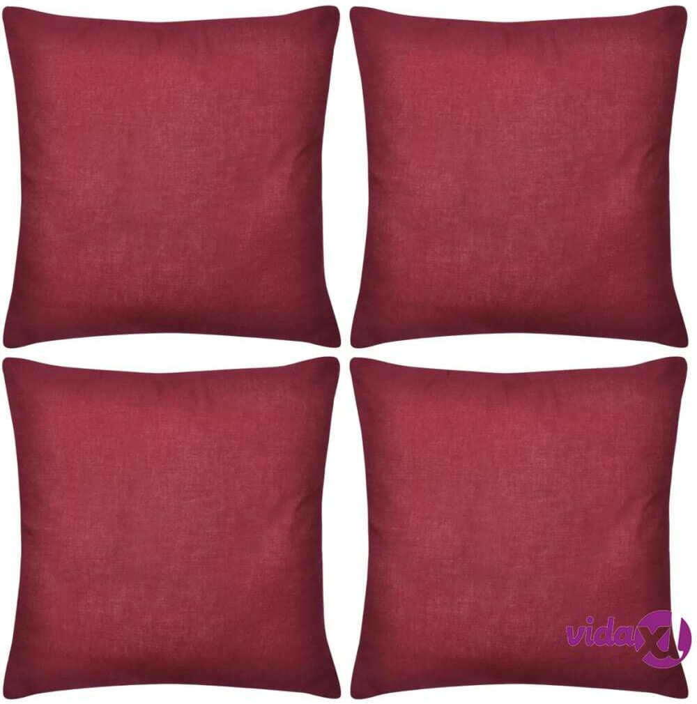 vidaXL Viininpunainen Tyynynpäällinen Puuvilla 4kpl 50 x 50 cm vidaXL Viininpunainen Tyynynpäällinen Puuvilla 4kpl 50 x 50 cm
