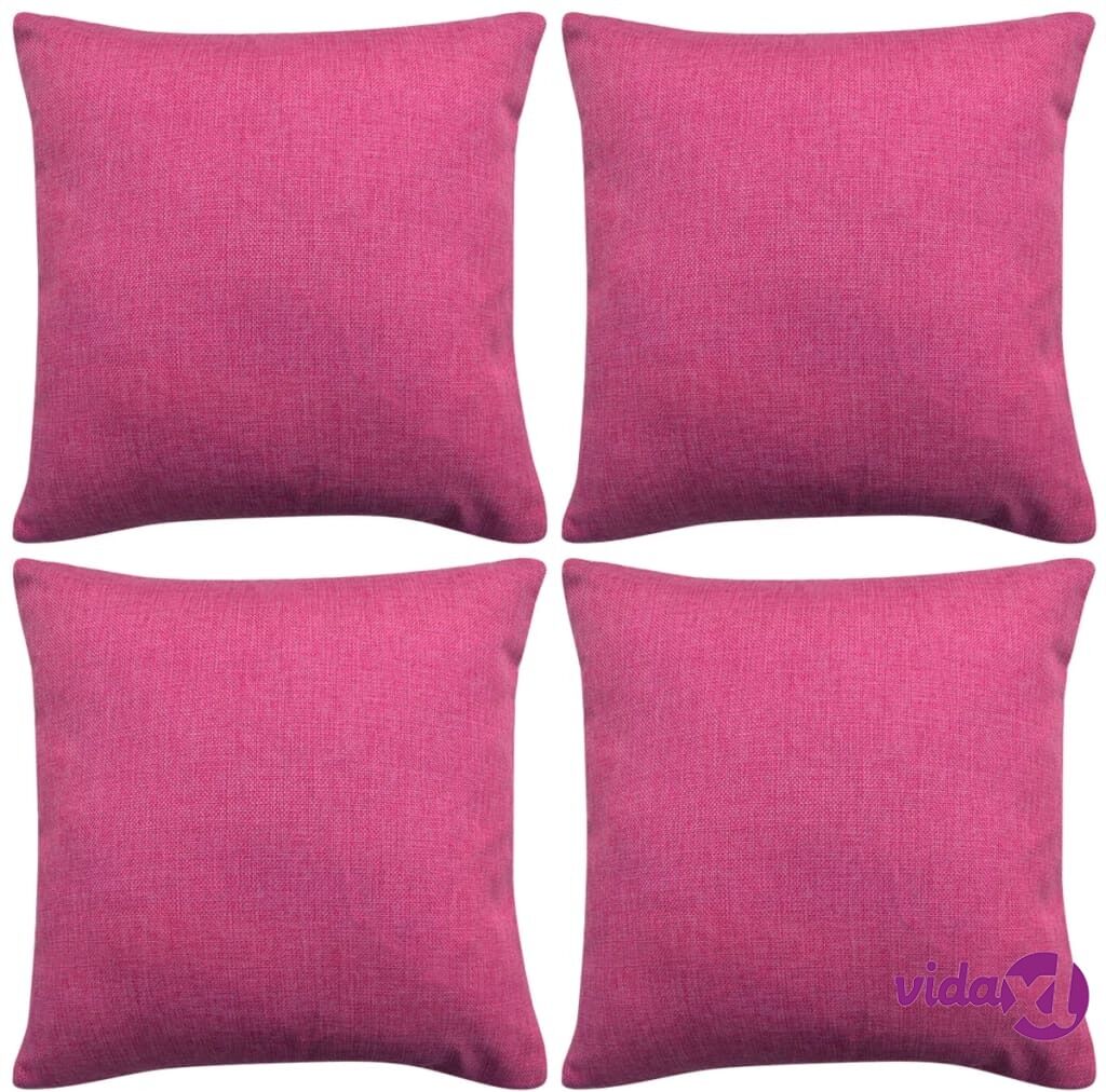 vidaXL Tyynynpäällinen Pellavatyylinen Pinkki 4kpl 80x80 cm vidaXL Tyynynpäällinen Pellavatyylinen Pinkki 4kpl 80x80 cm