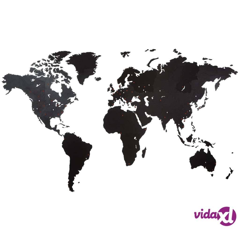 MiMi Innovations Puinen maailmankarttakoriste Giant musta 280x170 cm MiMi Innovations Puinen maailmankarttakoriste Giant musta 280x170 cm