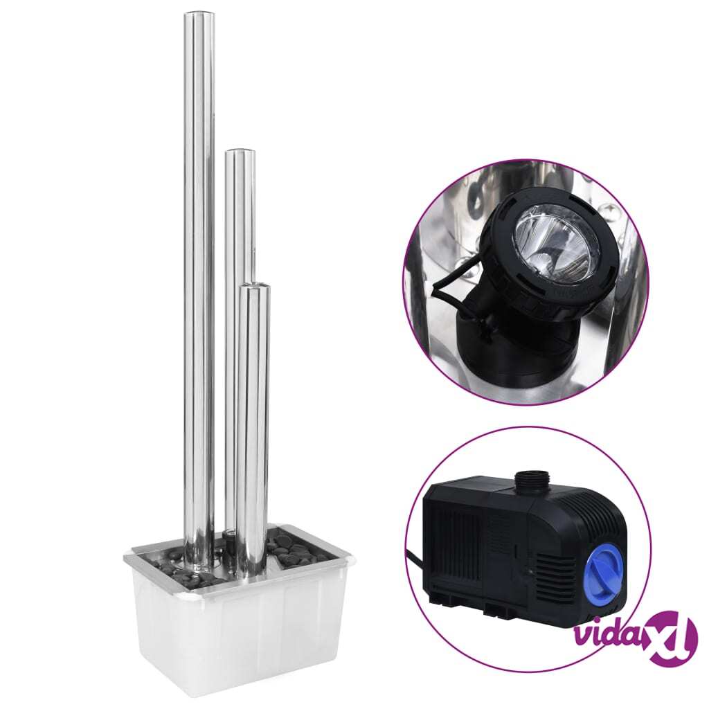 vidaXL Puutarhan suihkulähde hopea 48x34x153 cm ruostumaton teräs vidaXL Puutarhan suihkulähde hopea 48x34x153 cm ruostumaton teräs