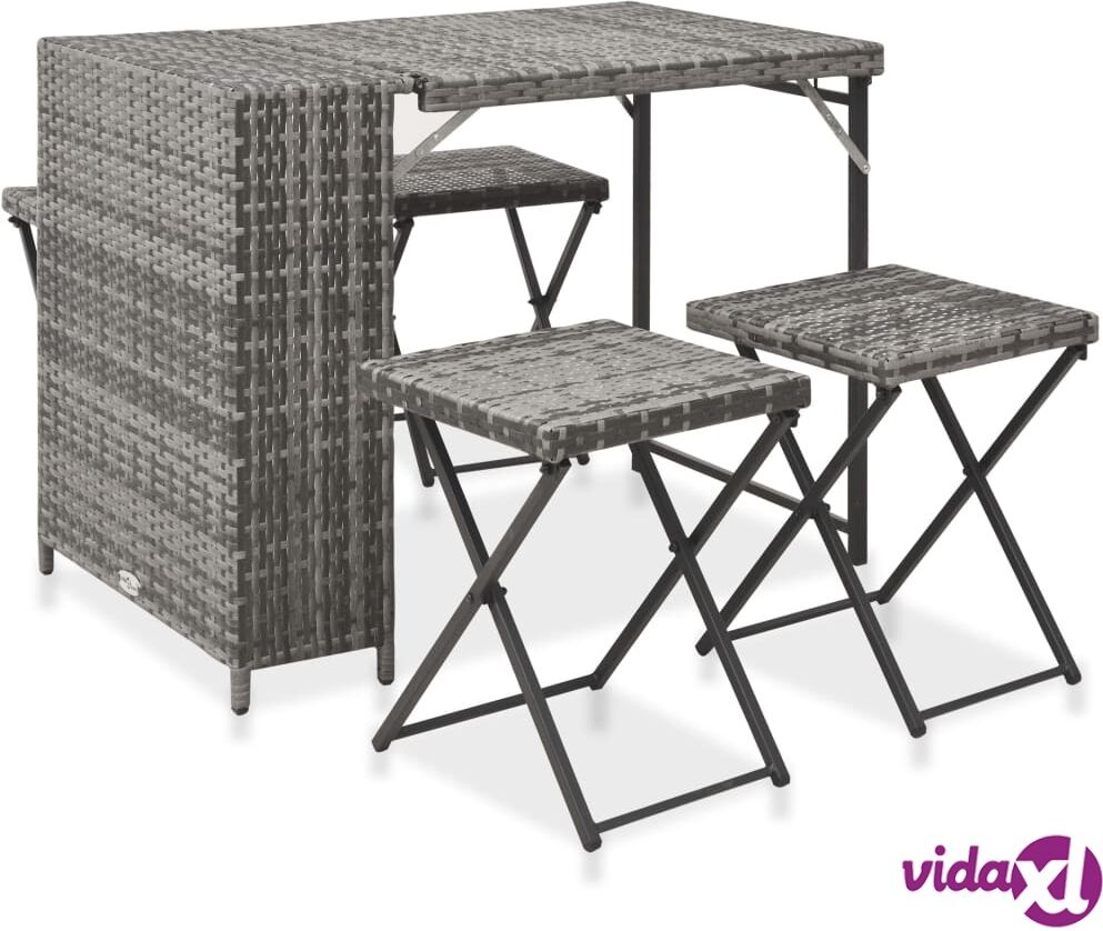 vidaXL 5-osainen kokoontaittuva ulkoruokailuryhmä polyrottinki harmaa vidaXL 5-osainen kokoontaittuva ulkoruokailuryhmä polyrottinki harmaa