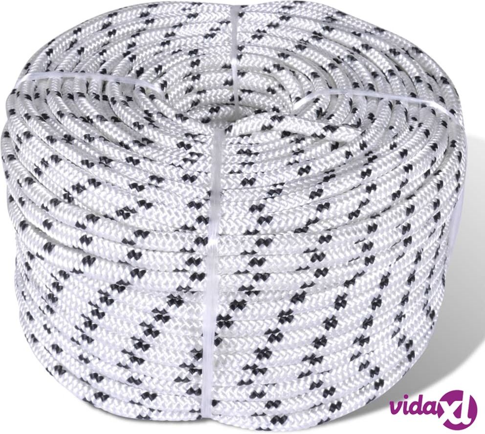 vidaXL Punottu veneköysi polyesteri 8 mm 500 m valkoinen vidaXL Punottu veneköysi polyesteri 8 mm 500 m valkoinen