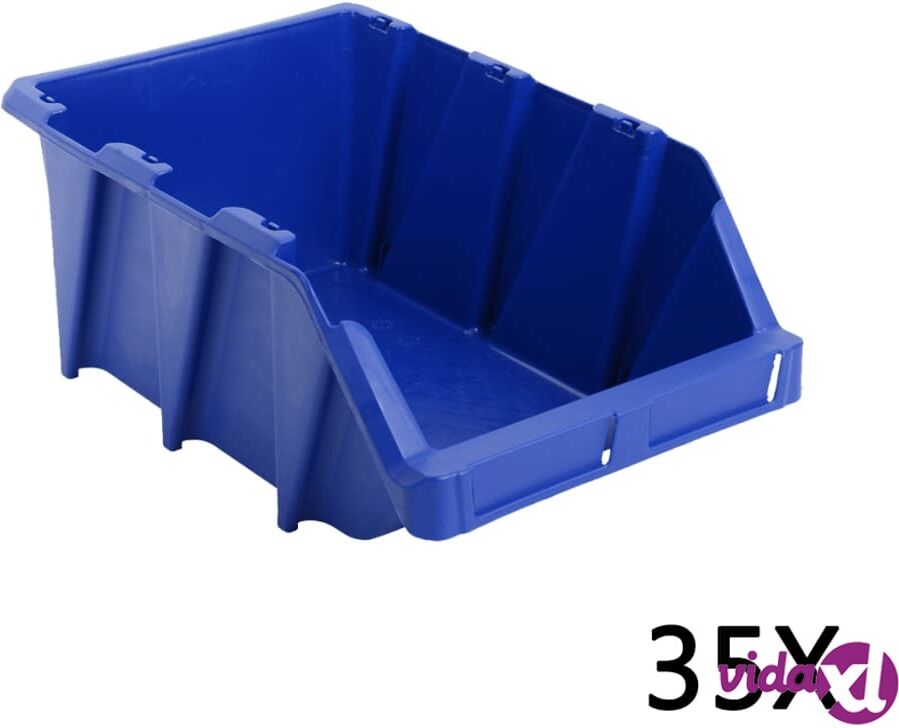 vidaXL Pinottavat säilytyslokerot 35 kpl 218x360x156 mm sininen vidaXL Pinottavat säilytyslokerot 35 kpl 218x360x156 mm sininen