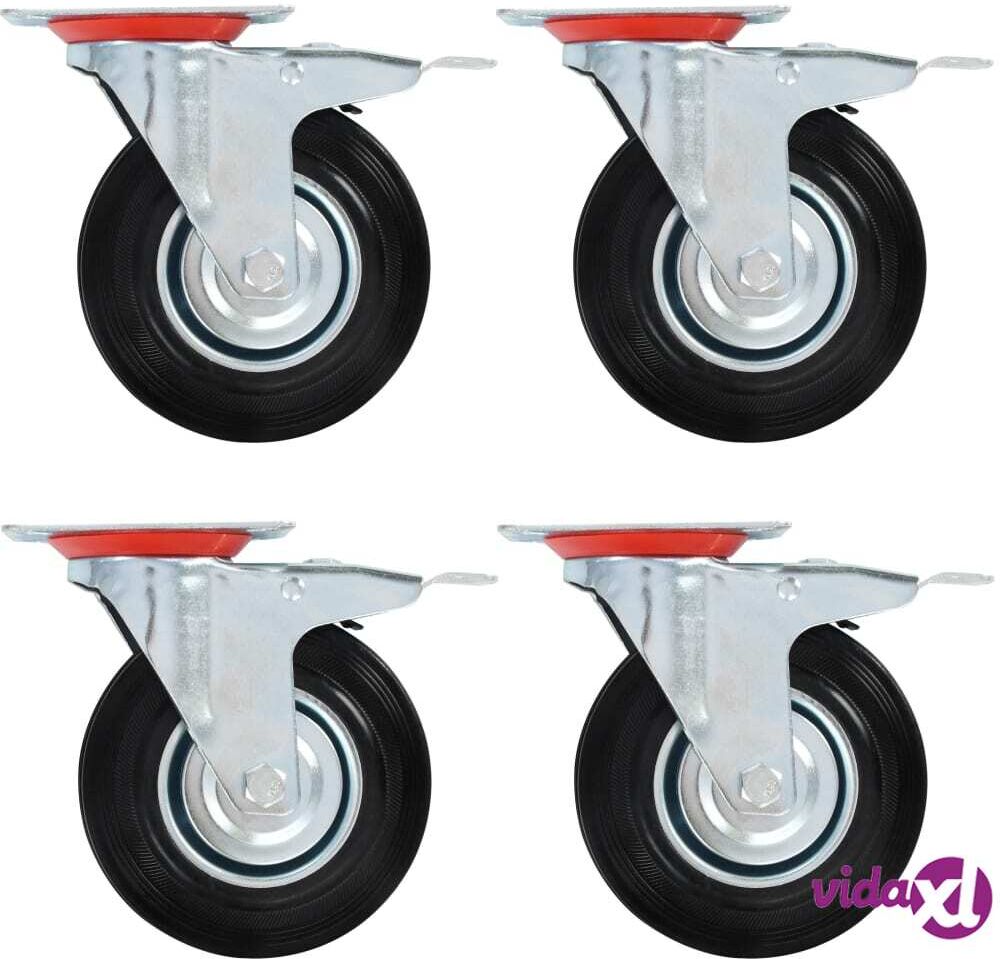 vidaXL Rullapyörät kaksoisjarruilla 4 kpl 125 mm vidaXL Rullapyörät kaksoisjarruilla 4 kpl 125 mm
