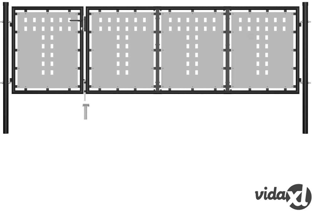 vidaXL Puutarhaportti teräs 350x100 cm musta vidaXL Puutarhaportti teräs 350x100 cm musta