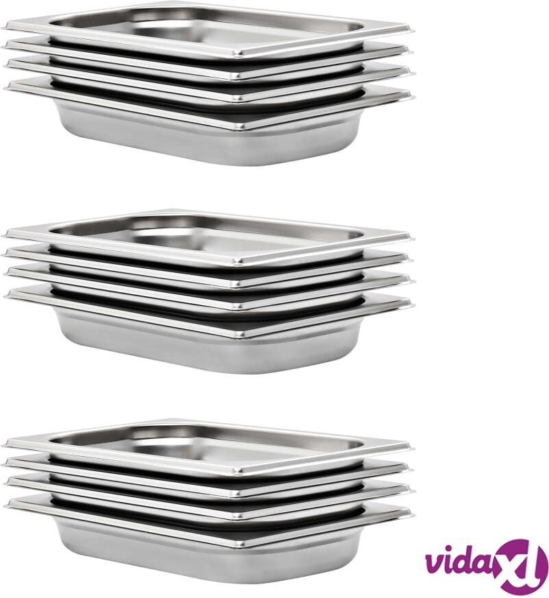 vidaXL Ruokavuoat 12 kpl GN 1/4 40 mm ruostumaton teräs vidaXL Ruokavuoat 12 kpl GN 1/4 40 mm ruostumaton teräs