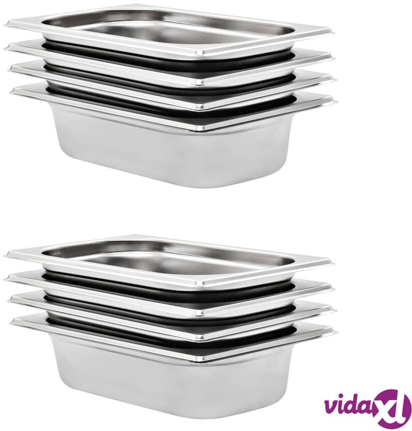 vidaXL Ruokavuoat 8 kpl GN 1/4 65 mm ruostumaton teräs vidaXL Ruokavuoat 8 kpl GN 1/4 65 mm ruostumaton teräs