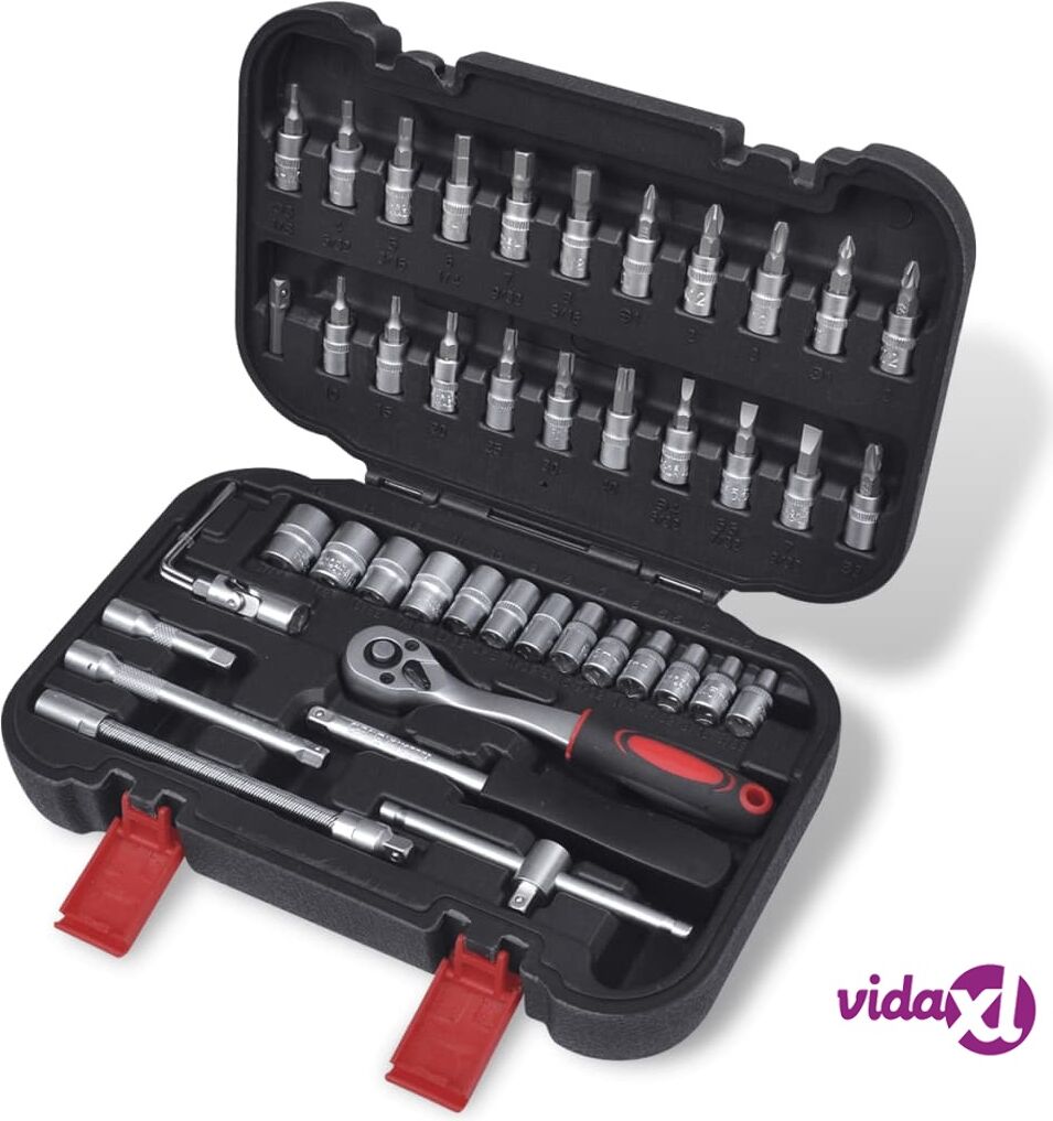 vidaXL 46-osainen 1/4" Hylsysarja Pikairroitus Räikkäsarjalla vidaXL 46-osainen 1/4" Hylsysarja Pikairroitus Räikkäsarjalla