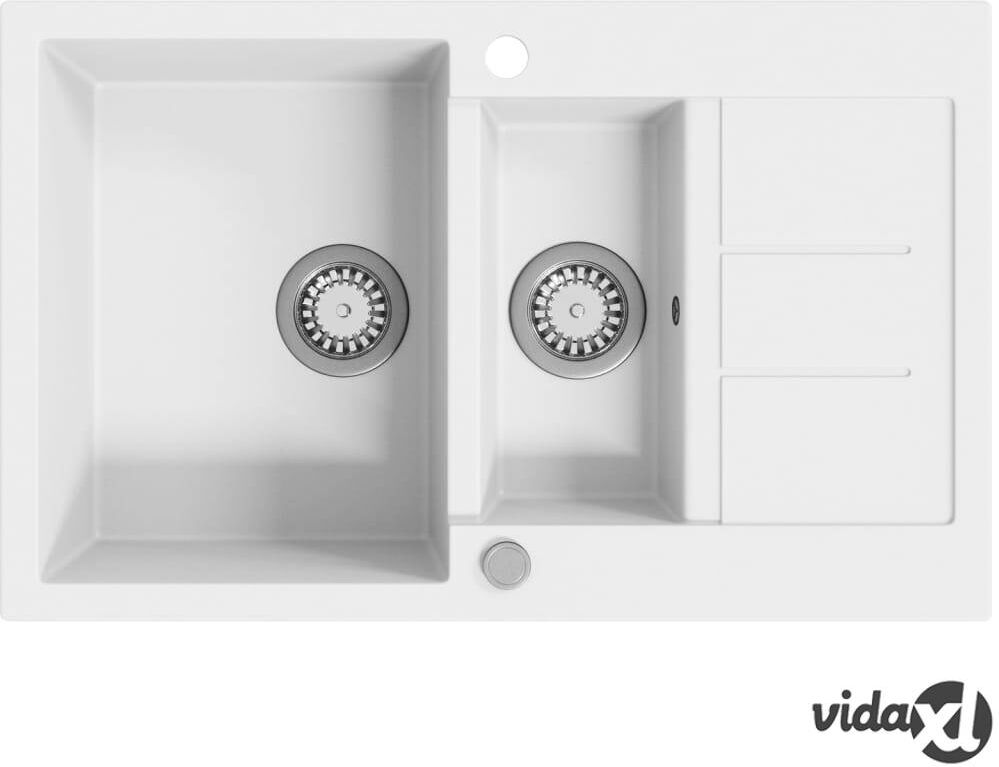 vidaXL Keittiön tuplapesuallas graniitti valkoinen vidaXL Keittiön tuplapesuallas graniitti valkoinen