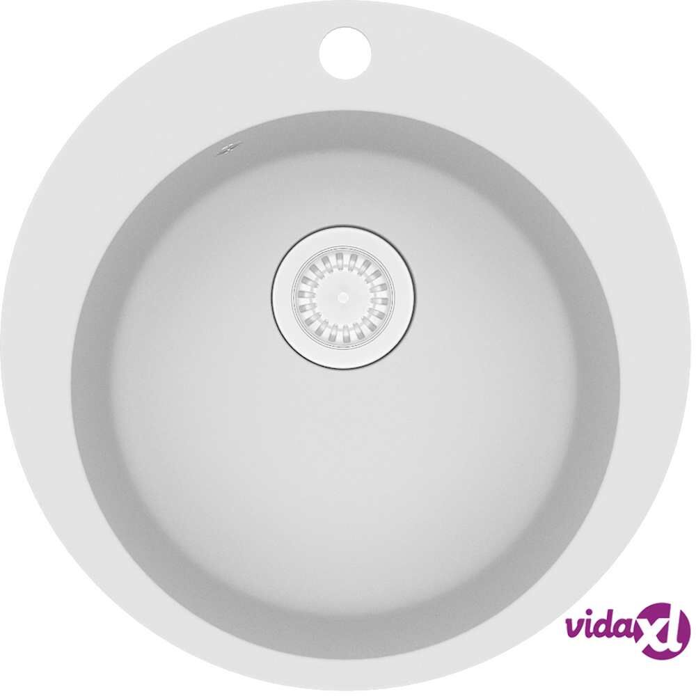 vidaXL Keittiön pesuallas graniitti pyöreä valkoinen vidaXL Keittiön pesuallas graniitti pyöreä valkoinen