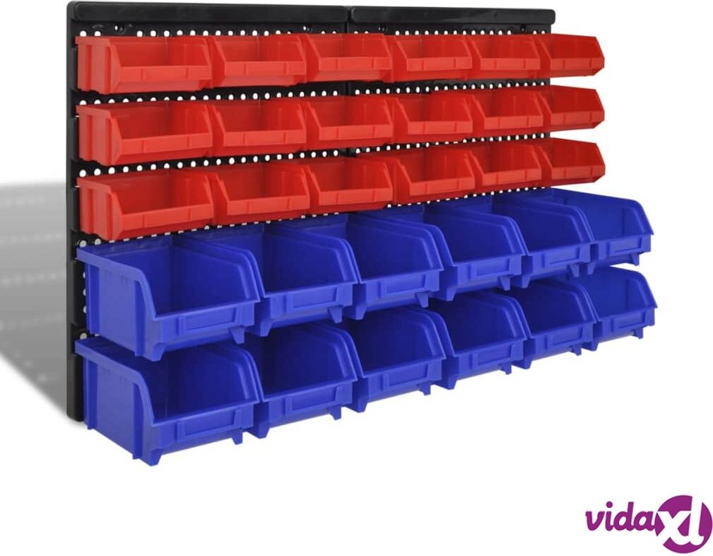 vidaXL Seinäkiinnitettävät Autotallin Varastolaatikot 30-osaa Sin & Pun vidaXL Seinäkiinnitettävät Autotallin Varastolaatikot 30-osaa Sin & Pun