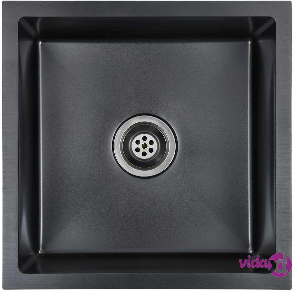 vidaXL Käsintehty keittiön tiskiallas siivilällä musta ruostum. teräs vidaXL Käsintehty keittiön tiskiallas siivilällä musta ruostum. teräs