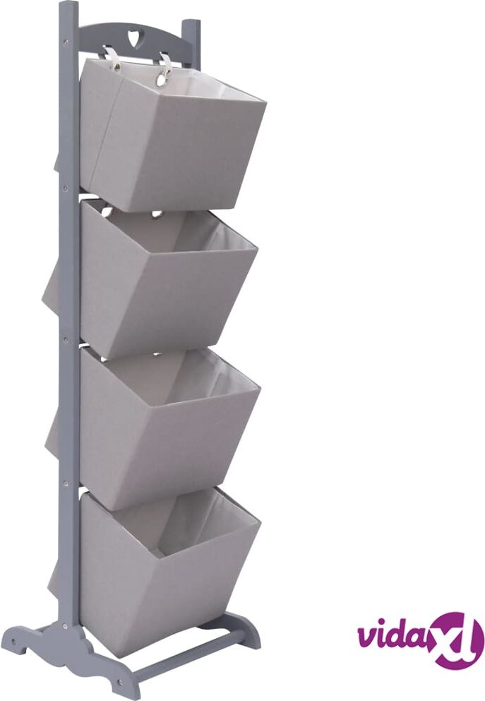 vidaXL 4-kerroksinen koriteline tummanharmaa 35x35x125 cm puu vidaXL 4-kerroksinen koriteline tummanharmaa 35x35x125 cm puu