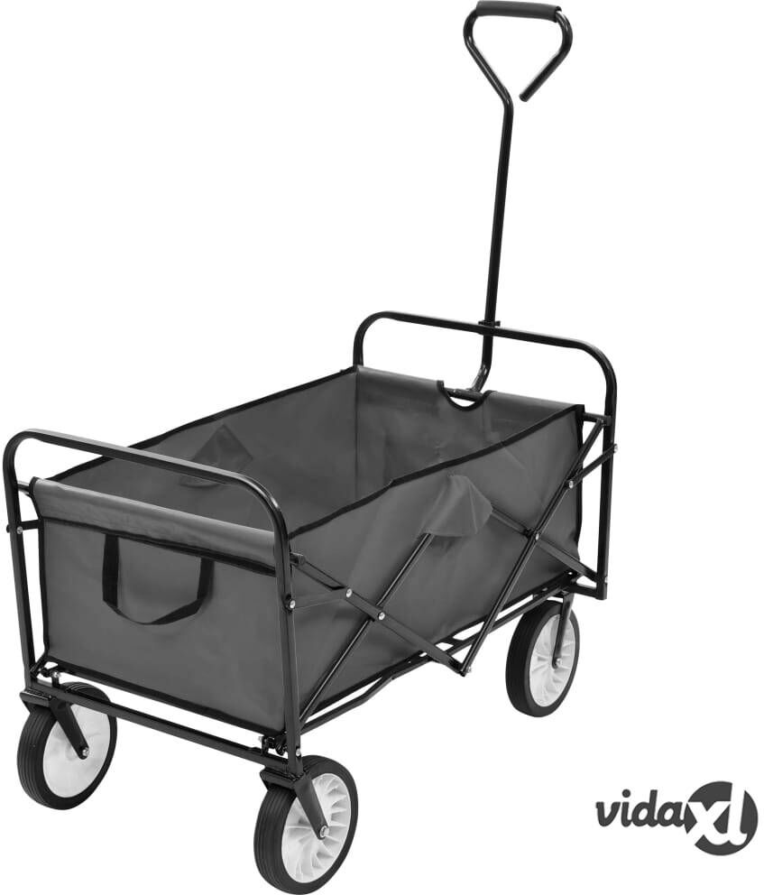vidaXL Kokoontaittuva vetokärry teräs harmaa vidaXL Kokoontaittuva vetokärry teräs harmaa