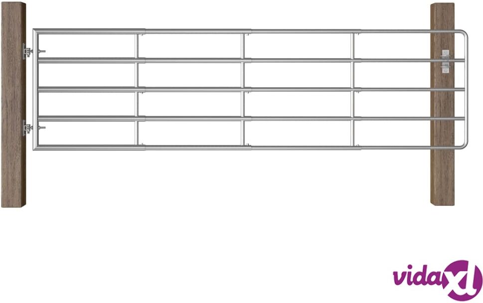 vidaXL 5-tankoinen peltoportti teräs (115-300)x90 cm hopea