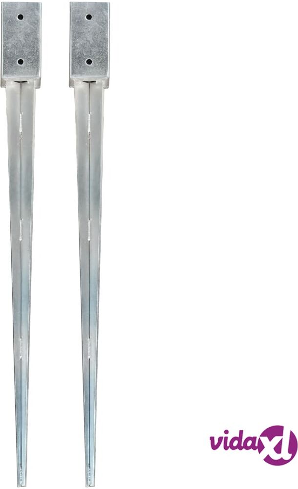 vidaXL Maapiikit 2 kpl hopea 7x7x90 cm galvanoitu teräs vidaXL Maapiikit 2 kpl hopea 7x7x90 cm galvanoitu teräs