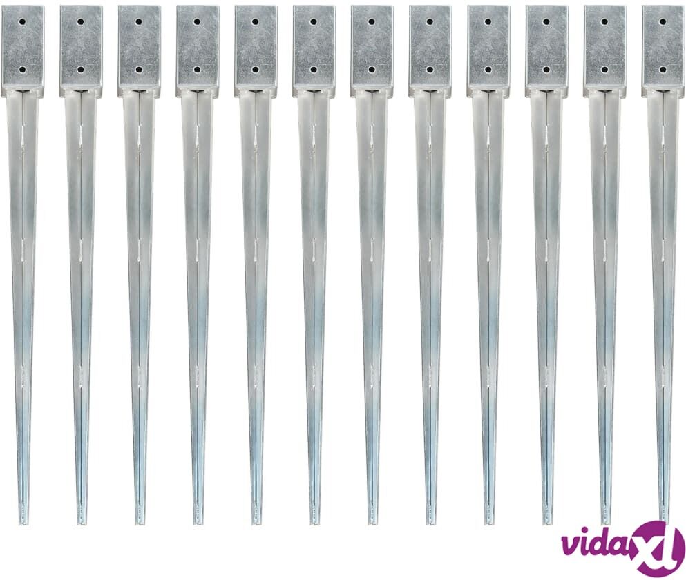 vidaXL Maapiikit 12 kpl hopea 7x7x90 cm galvanoitu teräs vidaXL Maapiikit 12 kpl hopea 7x7x90 cm galvanoitu teräs