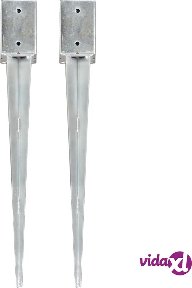 vidaXL Maapiikit 2 kpl hopea 9x9x75 cm galvanoitu teräs vidaXL Maapiikit 2 kpl hopea 9x9x75 cm galvanoitu teräs